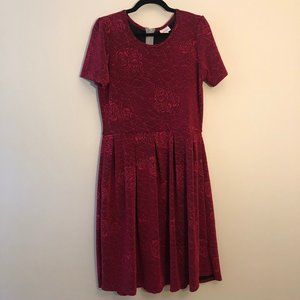LuLaRoe Amelia Embossed Roses Dress w/Pockets